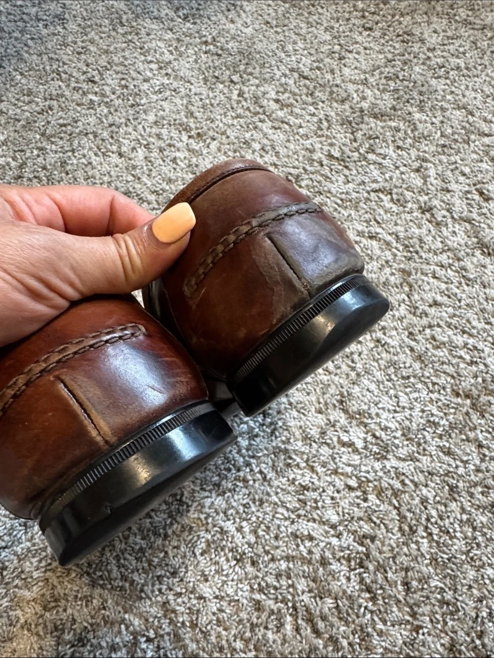 Gucci Brown Leather Logo Strap Men's Loafers